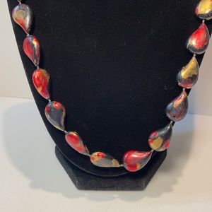 2 Necklaces Pink/Black/Gold Bead & Charms on Cord